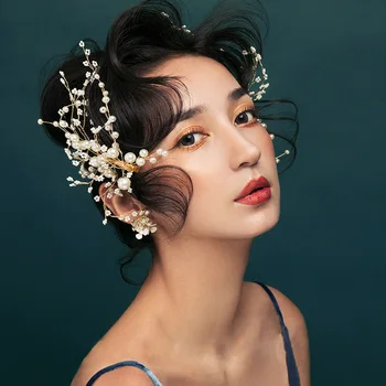 Orman Gelin Kristal İnci Çiçek Saç Tokası Çiçek Tarzı Barrette Gelin Takı Nedime Düğün Kore saç aksesuarları