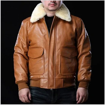 kalite yüksek 2023 yeni lüks marka gerçek varış.G1 kalın Ceket, kış sıcak hakiki deri ceket.erkek Artı boyutu inek derisi kıyafetleri.