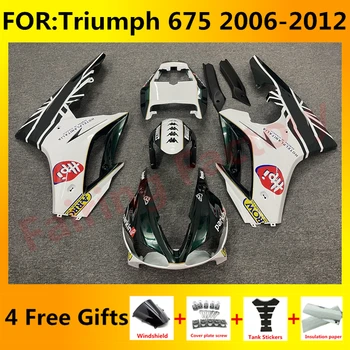 Motosiklet ABS Kaporta kiti Fit Triumph Daytona 675 için 675R 2006 2007 2008 2009 2010 2011 2012 Kaporta fairing seti yeşil beyaz