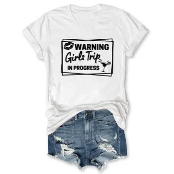 Rheaclots kadın Uyarı Kızlar Gezisi Devam Baskı Pamuklu T-shirt Bayanlar Grafik Tees Tops