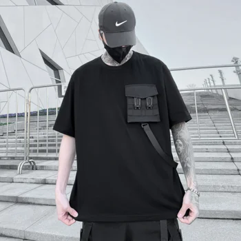 Nisan MOMO 2023 Yaz tarzı Erkek T Shirt Hip Hop O Boyun Kısa Kollu Rahat Şerit Dekorasyon Streetwear En Tees Erkekler