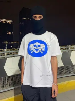 Anime Kafatası Grafik T Shirt Erkek giyim Harajuku Goth punk yaz Büyük Boy T-shirt emo Grunge Hip Hop Y2K erkek pamuklu Tişört