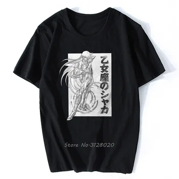 Aziz Seiya Şövalyeleri Zodyak japon animesi t-shirt Shaka Hiçbir Başak Tshirt Erkekler Tees Pamuk T Gömlek Streetwear Harajuku