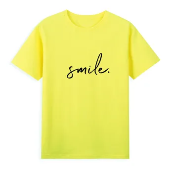 Basit Gülümseme Moda T-shirt Yaz Kısa Kollu Rahat Giyim Kadınlar İçin Marka Kaliteli En Tees A075