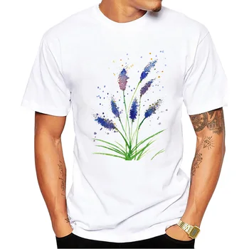 2023 Erkek Yeni Lavanta çiçekleri Tasarım kısa kollu tişört Serin Baskılı Üstleri Hipster Tee