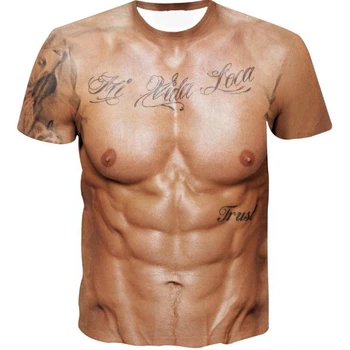 Yaz aylarında erkek seksi, kaslı, güçlü ve sıcak satış 3D baskılı tişörtler