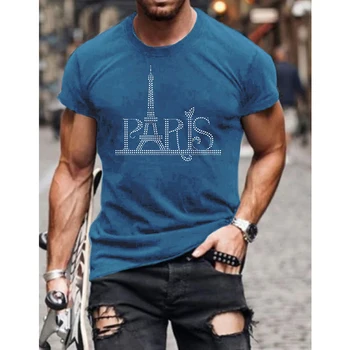 Moda Erkek Giyim Büyük Boy Tee y2k demir kule Taklidi Tasarımcı Kısa Kollu Üst Ev Rahat Sokak T-Shirt Yüksek Kalite