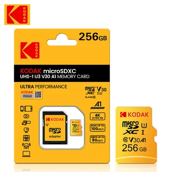 Kodak Mikro SD 256 GB 128 GB 64 GB 32 GB microSD Kart Flash Sürücü Hafıza Kartı Sınıf 10 U3 4 K Mikro SD Hafıza Kartı SD Adaptörü İle
