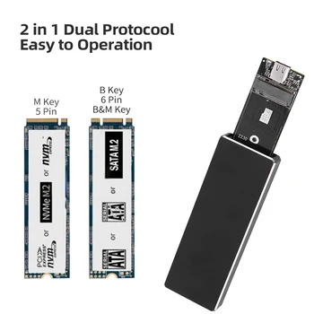 SSD NVMe Durumda USB 3.1 Muhafaza NVME ve SATA M. 2 Box10Gbps USB C 3.1 Gen2 SSD Adaptörü için Samsung 960/970/980 EVO M2 NVMe SSD