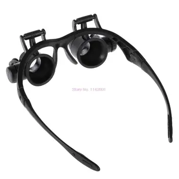 20 adet siyah saat Büyüteç Yüksek Zoom Kafa Bandı Gözlük Büyüteç Gözlük 2 LED İşıklı Büyüteç İzle Onarım Gözlük