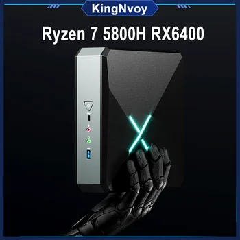 AMD Ryzen 7 5800H Radeon RX 6400 Mini PC Oyun 2 * DDR4 3200MHz 2xNVMe 2x2. 5G LAN Windows 11 Masaüstü Bilgisayar Oyun WıFı6 BT5. 2