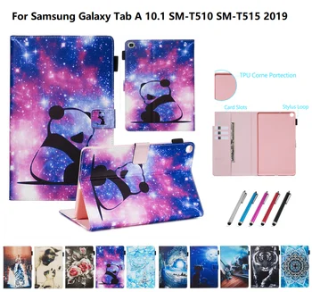 Aslan Kedi Panda samsung kılıfı Galaxy Tab A 10.1 SM-T510 SM-T515 Fundas Tab A10. 1 inç Etui T510 515 Kalem Stylus Kızlar
