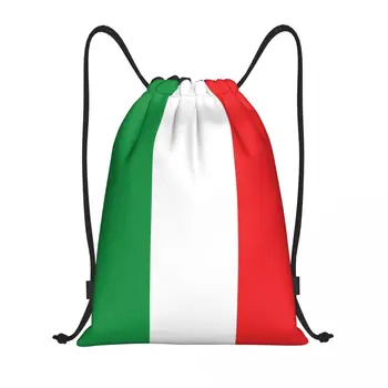 İtalya Bayrağı İpli Çanta Erkek Kadın Katlanabilir Spor Salonu Sackpack İtalyan Gurur Alışveriş Depolama Sırt Çantaları