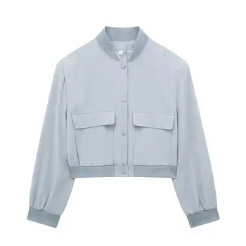 Kadınlar 2023 Yeni Moda Büyük Cep Uçan Ceket Ceket Vintage Uzun Kollu Düğme Kadın Giyim Şık Overshirt