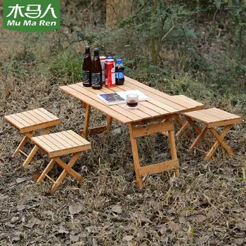 Katlanır masa taşınabilir katı ahşap açık yuvarlak yemek masası ve sandalyeler eğlence basit uzun küçük kare masa katlanabilir masa