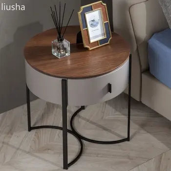 Yuvarlak başucu tablePremium başucu cabinetLight luxuryNordic modern basit küçük başucu depolama dolabı gece standları mobilya