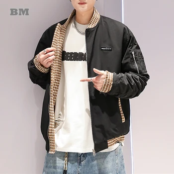 Kore Moda Yüksek Kaliteli Geri Dönüşümlü Beyzbol Üniforma Erkek Giyim Bahar Japon Streetwear Bombacı Ceket Harajuku Ceket