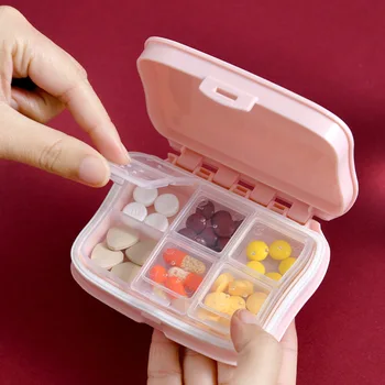 6 İzgaralar Taşınabilir Haftalık Hap Kutuları Tıp Tablet Saklama Kabı Vaka Tıp İlaç Kutusu Hapları Organizatör