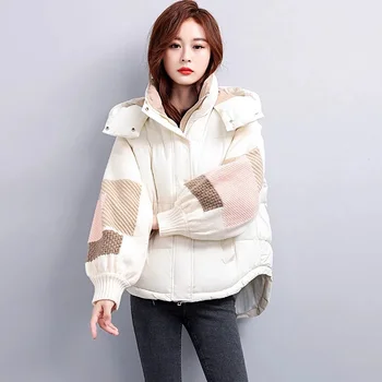 Alışveriş merkezi Aşağı Pamuklu giysiler kadın Kısa 2022 Kış Kore Versiyonu Kalın Yastıklı Ceket Ceket Patchwork Pamuk kapitone ceket Gelgit