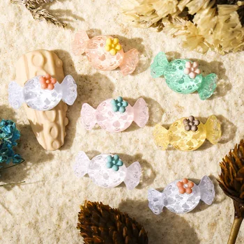 50 adet / paket Yaz Jöle İlmek Şeker Küçük Karikatür Çiçek 3D Basit ve Sevimli Tırnak Sanat Dekorasyon Manikür DIY Aksesuarları